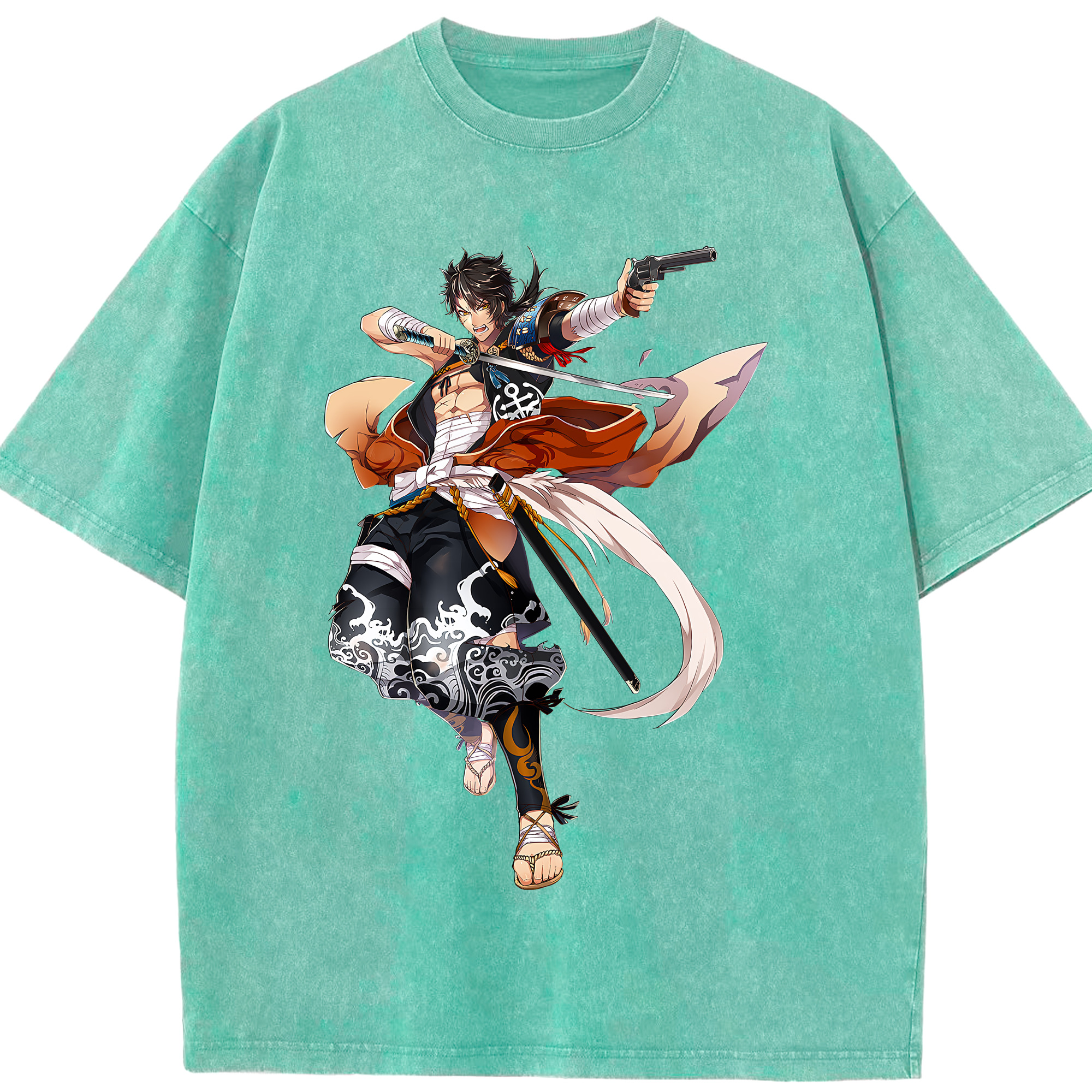 （画像用） 刀剣乱舞 Touken Ranbu 綿100% ヴィンテージ風 半袖Tシャツ（フロントプリント）